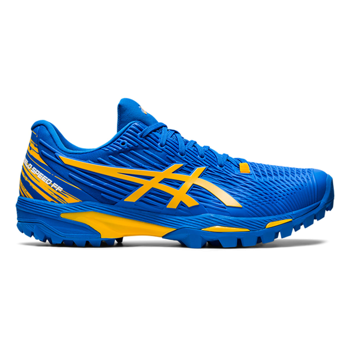 Asics Field Speed FF Hockey Shoes: Electric Blue/Sunflower
