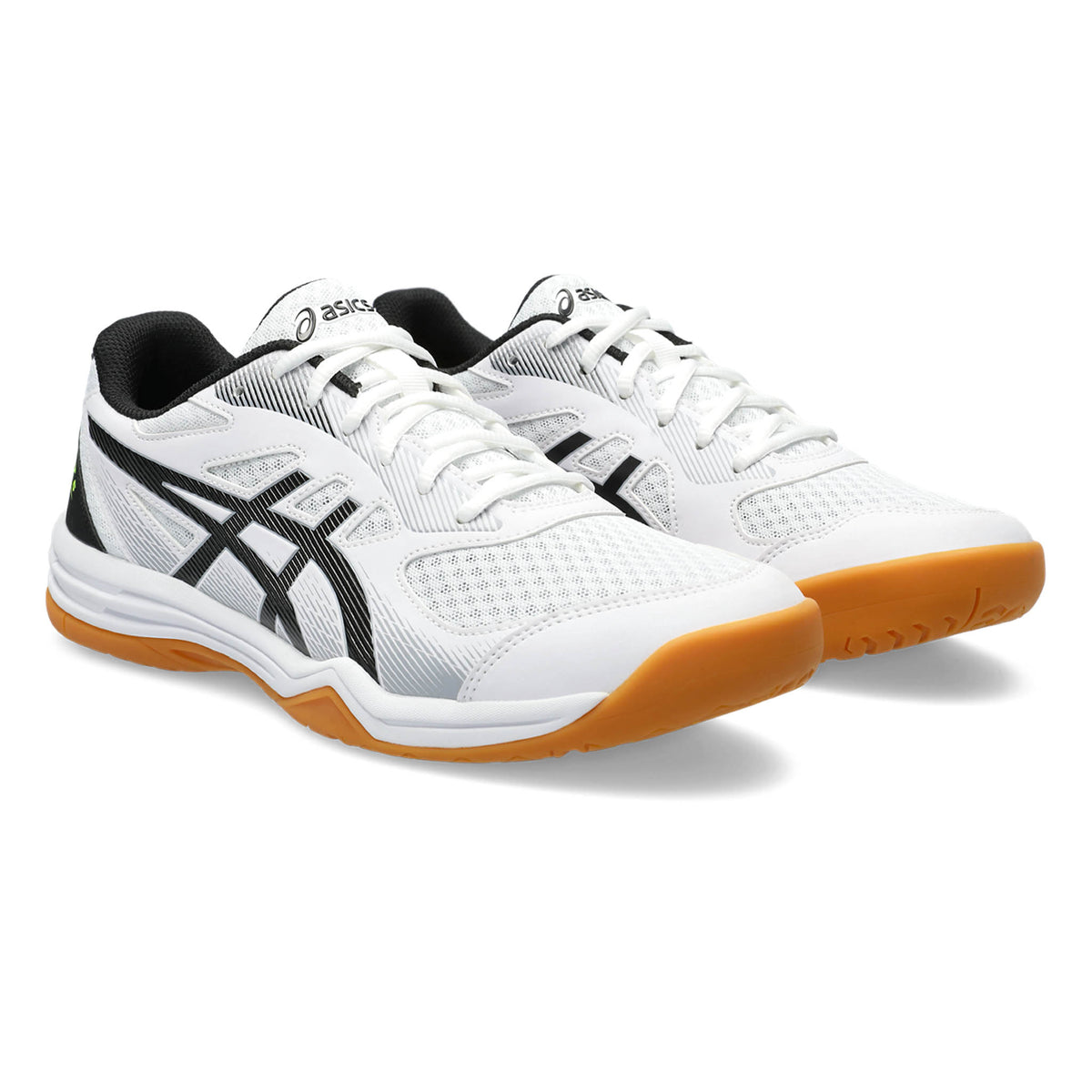 Asics Upcourt 5 Mens Indoor Court Shoes: White/Safety Yellow
