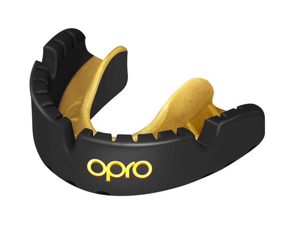 Opro Gold Self-Fit Mouthguard For Braces: Black/Gold