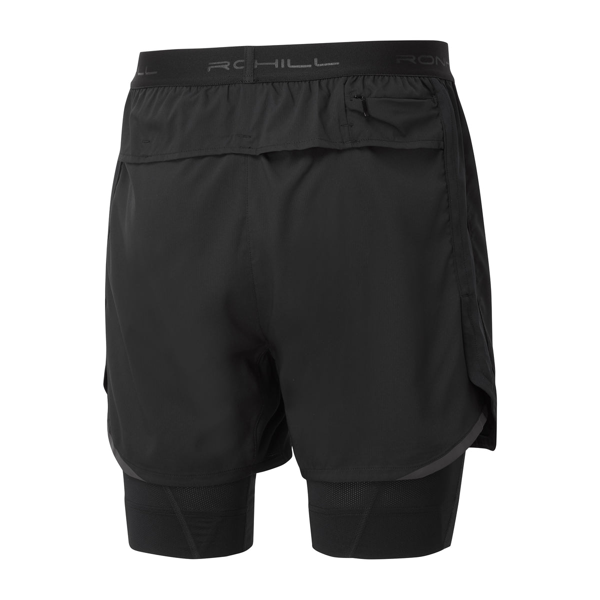 Ronhill Mens Tech Revive 5 inch Twin Shorts: Black